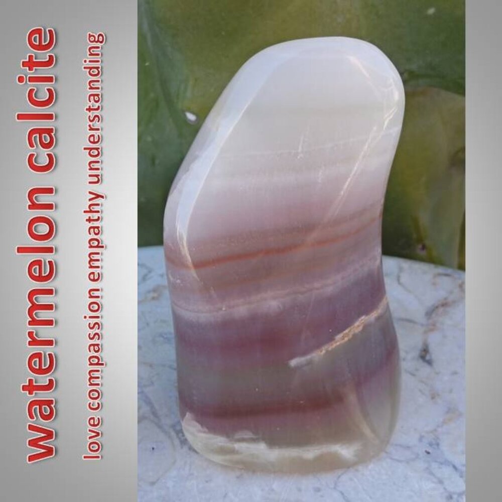 watermelon calcite free form crystal 03 LOVE compassion